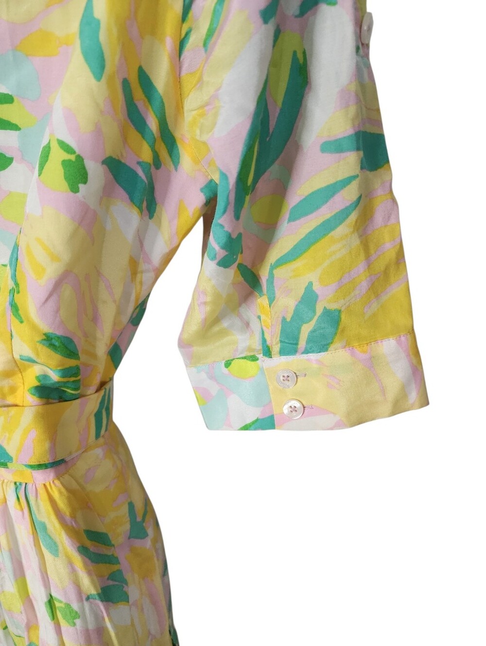 Lilly Pulitzer Silk Cotton Pastel Floral Belted Shirt Dress Size 8 - Picture 7 of 11